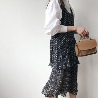 Chiffon Tiered Long Pinafore Dress