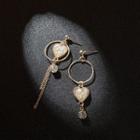 Non-matching Rhinestone Heart Earring As Shown In Figure - One Size