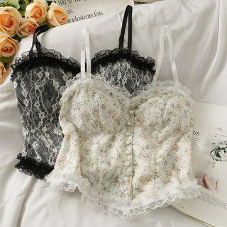 Mesh Ruffled Floral Camisole Top