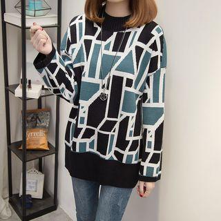 Geometric Print Oversized Sweater