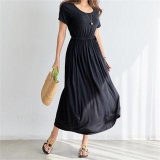 Drawstring-waist Long Flare Dress