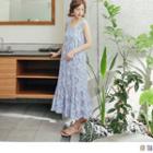 Ruffle Hem Sleeveless Floral Maxi Dress