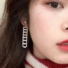 Rhinestone Bar Dangle Earring 1 Pair - 925 Silver - Earrings - One Size