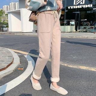 Drawstring Cropped Straight Leg Pants