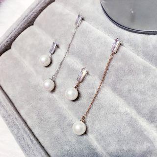 Non-matching Faux Pearl Rhinestone Drop Earring
