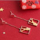 925 Sterling Silver Deer Dangle Earring 1 Pair - Through Earrings - Silver - Deer - One Size