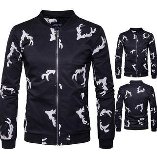 Zipper Antler Print Jacket