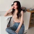 Drawstring-side Slim-fit Crop Top