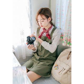 Buttoned Stitched Boxy-fit Overall Dress