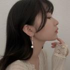 Faux Pearl Heart Asymmetrical Dangle Earring 1 Pr - Silver - One Size