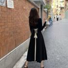 Long-sleeve Knit Top / Midi Corset Skirt