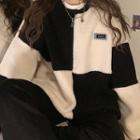 Long-sleeve Color Block Fleece Sweatshirt
