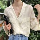 3/4-sleeve Shirt Light Almond - One Size