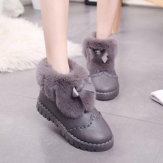 Stitched Faux-fur Short Snow Boots