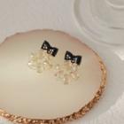 Bow Faux Crystal Dangle Earring 1 Pair - Silver - One Size