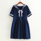 Short-sleeve Sailor Pleated Dress