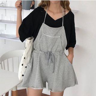 Drawstring Halter Jumper Shorts