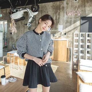 Balloon-sleeve Tweed Wool Blend Jacket