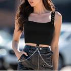 Cropped Tank Top With Chain