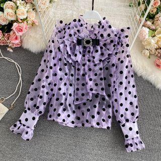 Bow-detail Dotted Chiffon Blouse