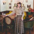 Collared Cardigan / Floral Corduroy Midi A-line Skirt