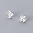 925 Sterling Silver Rhinestone Earring 1 Pair - S925 Silver - One Size