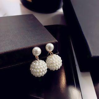 925 Sterling Silver Faux Pearl Ball Earring