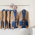 Knit Denim Jacket Khaki & Blue - One Size