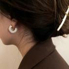 Plain Half-hoop Earring 1 Pair - Beige - One Size
