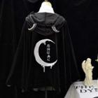 Embroidered Toggle Hooded Cape Jacket Black - One Size