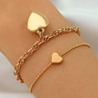 Set Of 2: Heart Alloy Bracelet (various Designs) 01 - Gold - One Size
