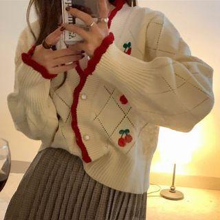 Ruffle Embroidered Cardigan