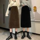 High-waist Corduroy A-line Midi Skirt