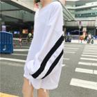 Long Sleeve Contrast Stripe Loose-fit T-shirt