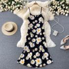 V-neck Floral Print Spaghetti-strap Dress
