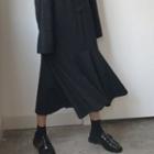 Long-sleeve Midi Mermaid Shirt Dress Black - One Size