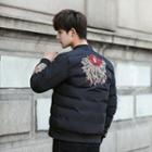 Flower Embroidered Padded Zip Jacket
