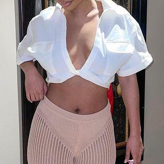 Short-sleeve Twisted Cropped Shirt