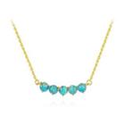 925 Sterling Silver Plated Gold Simple Elegant Green Imitation Opal Geometric Round Necklace Golden - One Size