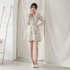 Hanbok Flared Mini Dress (floral / Ivory)