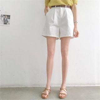 Zip-front Wide-leg Shorts With Belt