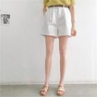 Zip-front Wide-leg Shorts With Belt