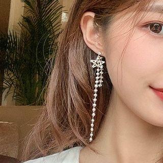 Star Faux Pearl Drop Earring 1 Pair - As Shown In Figure - One Size