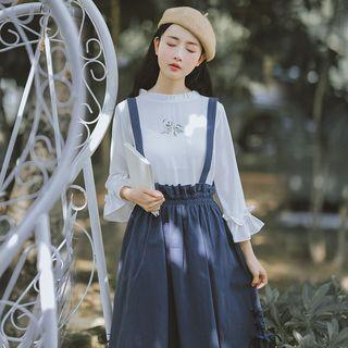 Lace-up Midi A-line Suspender Skirt