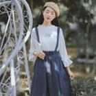 Lace-up Midi A-line Suspender Skirt