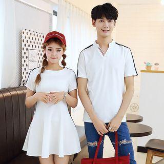 Couple Matching Short-sleeve Polo Shirt / A-line Dress