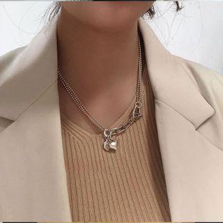 Heart Pendant Alloy Necklace Xl1320 - Silver - One Size