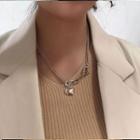 Heart Pendant Alloy Necklace Xl1320 - Silver - One Size