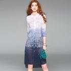 Long-sleeve Gradient Embroidered Dress