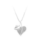 925 Sterling Silver Leaf Pendant With White Cubic Zircon And Necklace